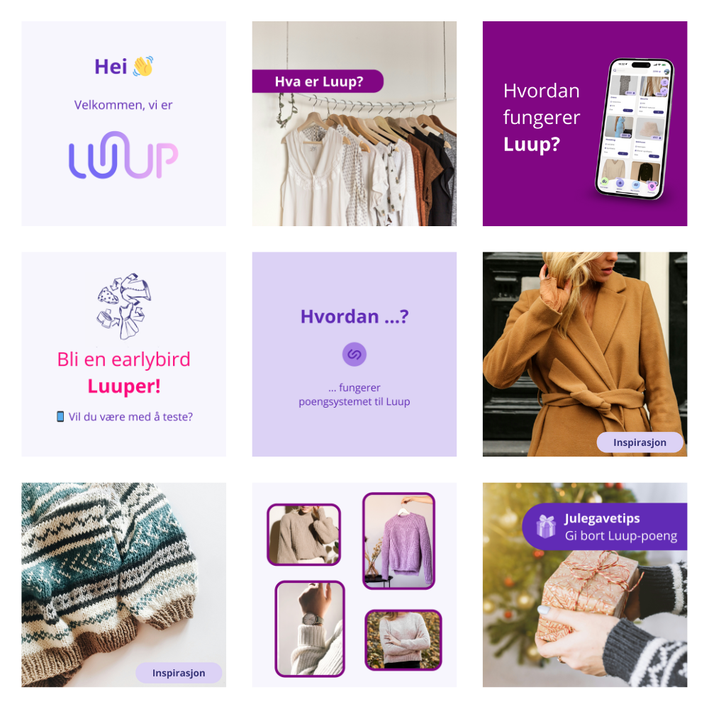 Visning av ulike innlegg til sosiale medier