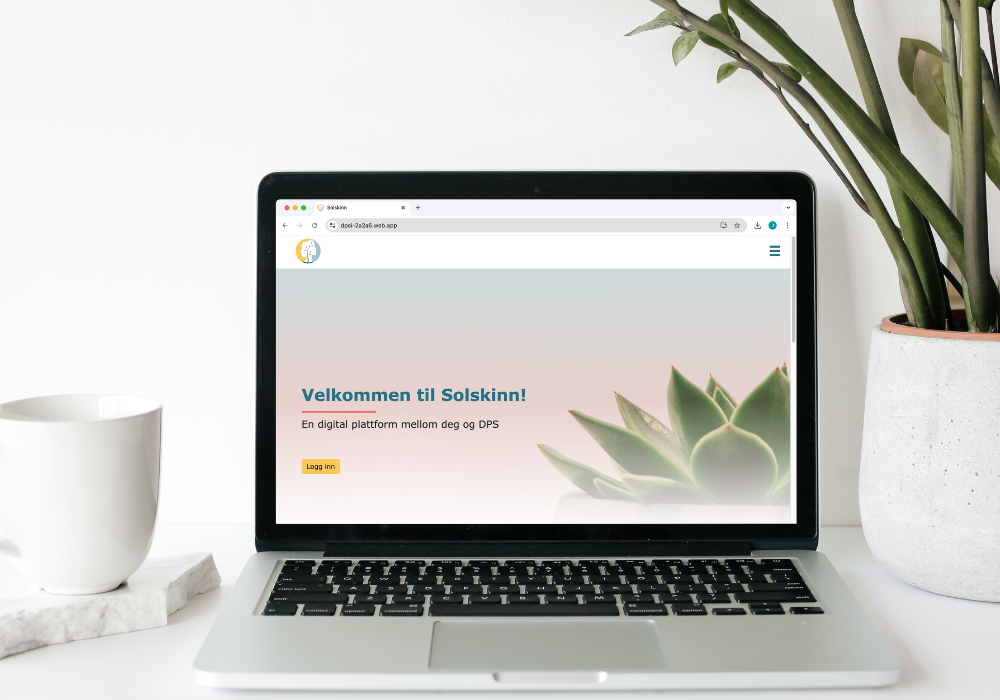 Visualisering av nettsiden til prosjektet Solskinn